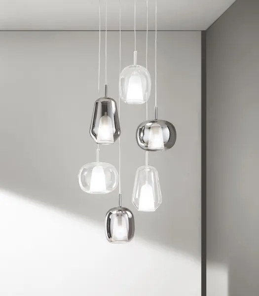 Ondaluce - Lampadario a sospensione su cavo THELMA 1xE27/15W/230V Ø 19,5 cm dorato/trasparente