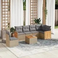 Set Divani da Giardino 7 pz con Cuscini Beige in Polyrattan 3260106