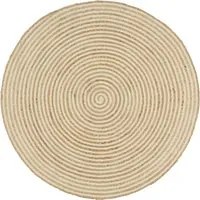 Tappeto Lavorato a Mano in Juta Design a Spirale Bianco 150 cm cod mxl 65294