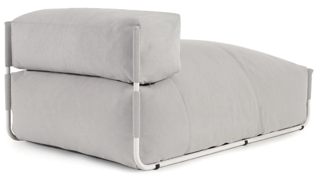 Kave Home - Pouf divano modulare longue outdoor Square grigio chiaro alluminio bianco 165x101cm