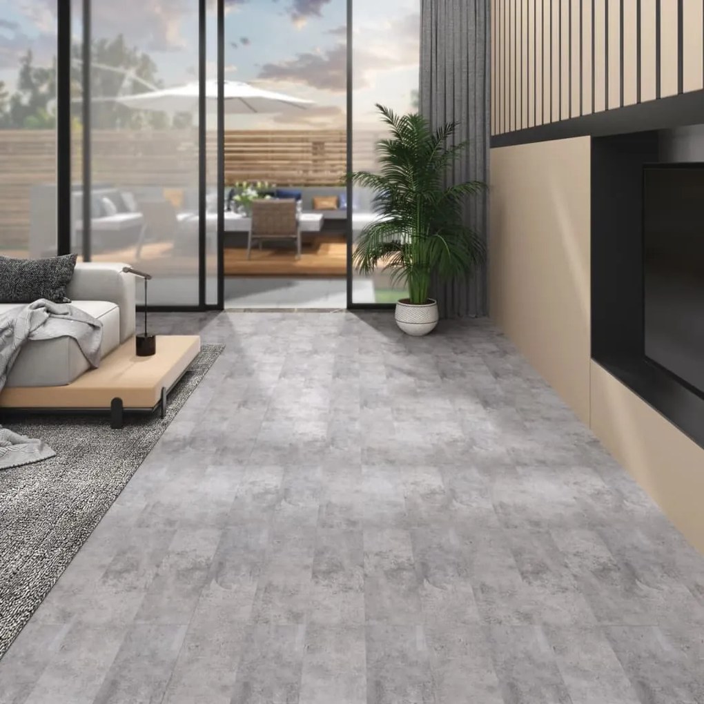 Listoni Pavimento Pvc 5,02 M² 2 Mm Autoadesivi Marrone Cemento /