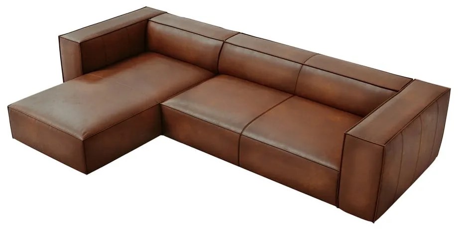Divano angolare in pelle marrone cognac (angolo sinistro) Madame - Windsor & Co Sofas