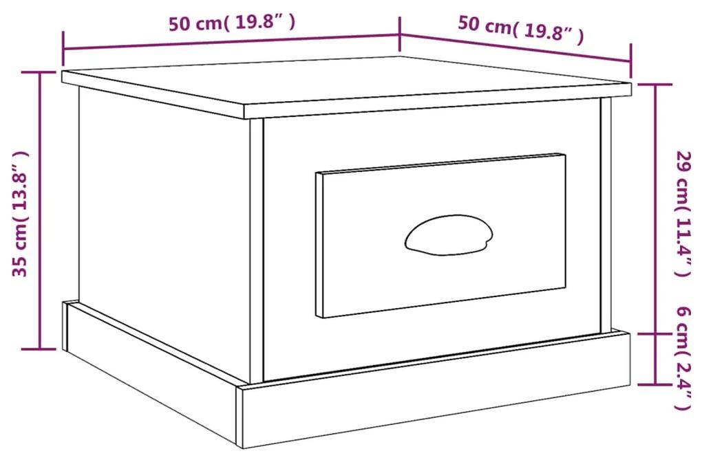 Tavolino da Salotto Bianco Lucido 50x50x35 cm Legno Multistrato
