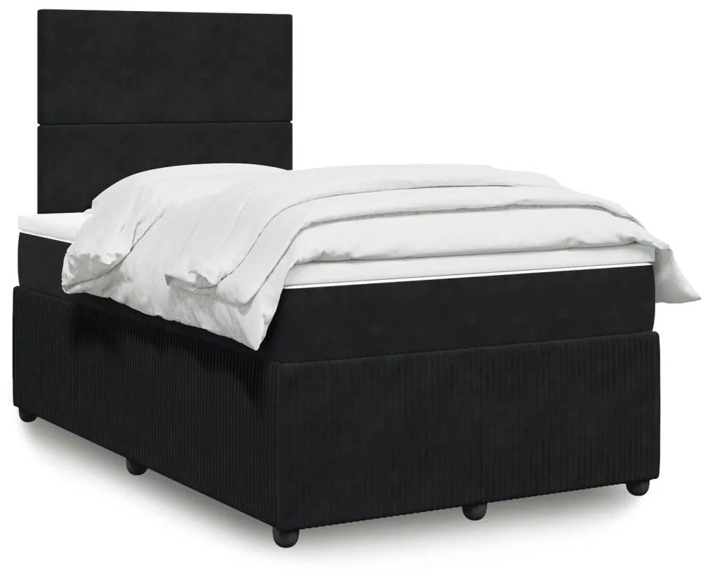 Giroletto A Molle Con Materasso Nero 120x200 Cm İn Velluto /