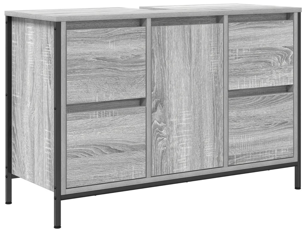 Set di mobili per bagno 2 pezzi grigio sonoma in legno ingegnerizzato