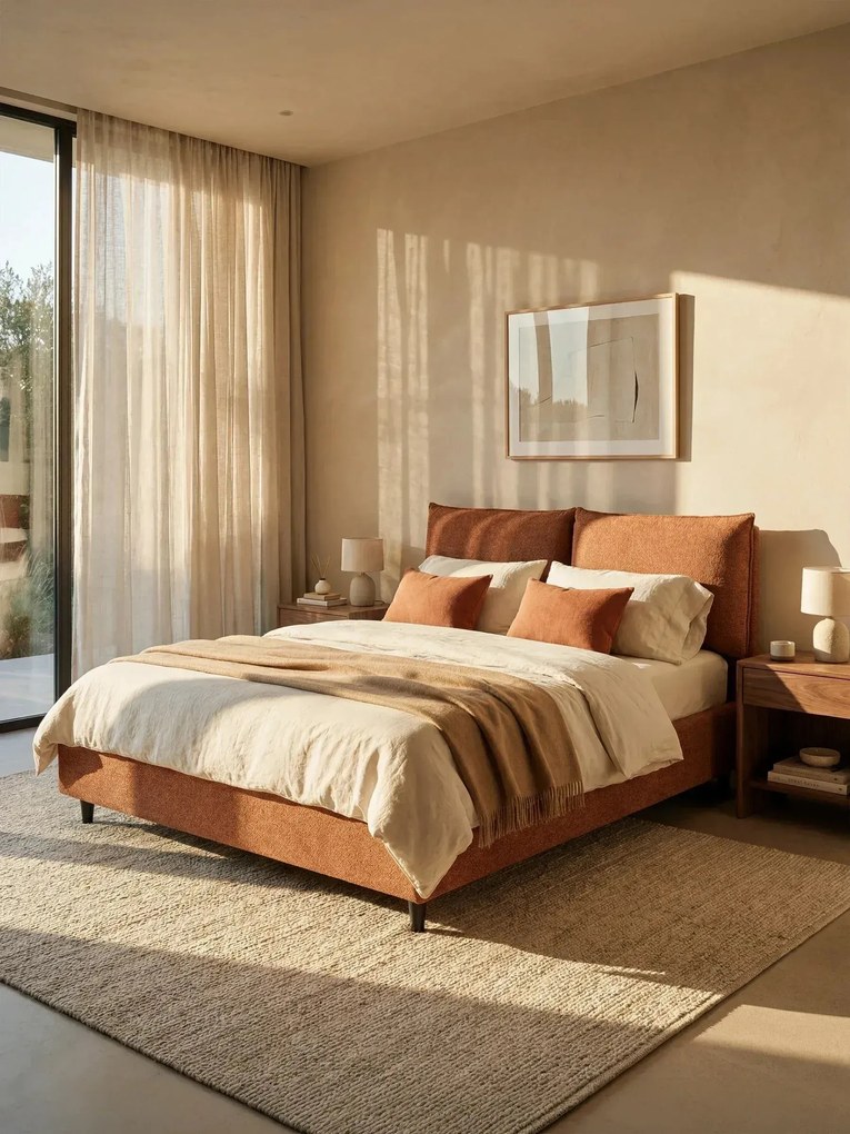 ZAYRON letto imbottito con vano contenitore e morbidi cuscini regolabili - design moderno in tessuto certificato Oeko-Tex®