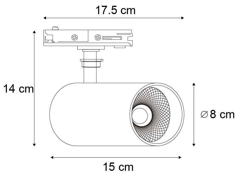 Faretto moderno nero per sistema a binario monofase con LED - Iconic Mark