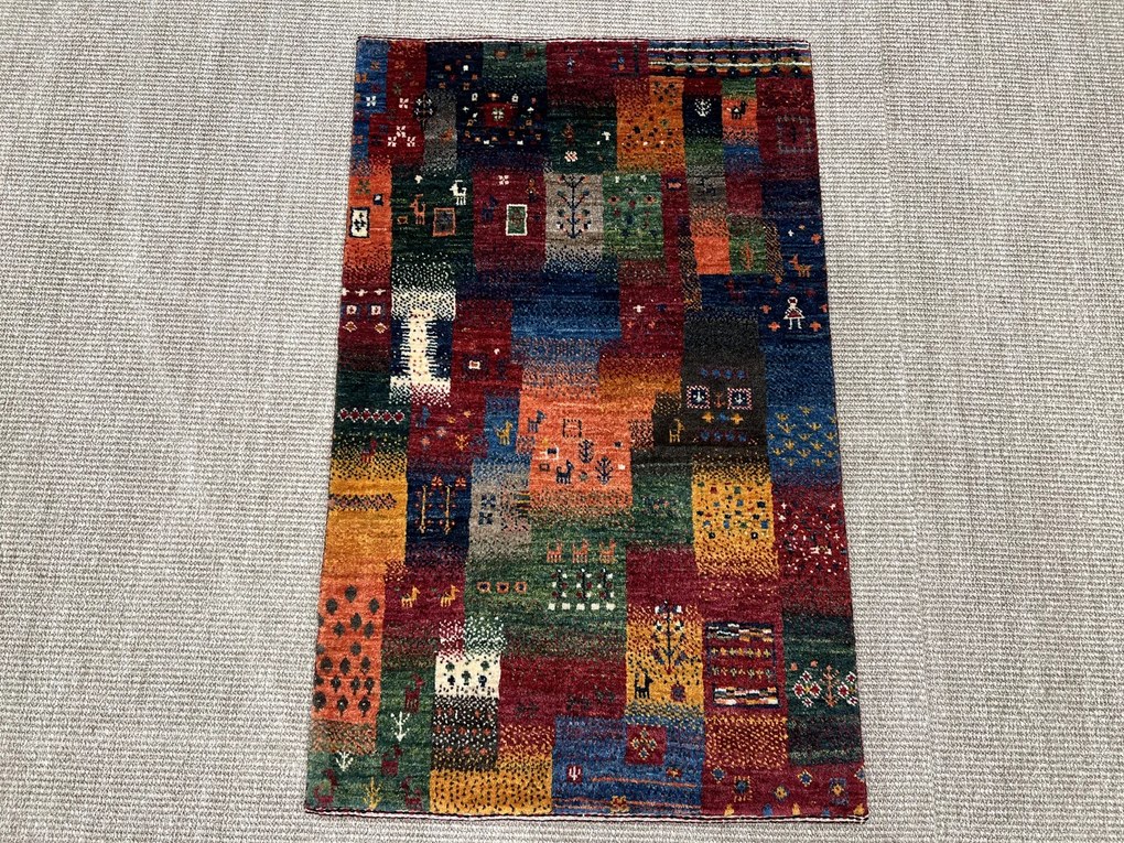 Loribaft Tappeto persiano 100x60 Verde (Iran) Annodato A Mano