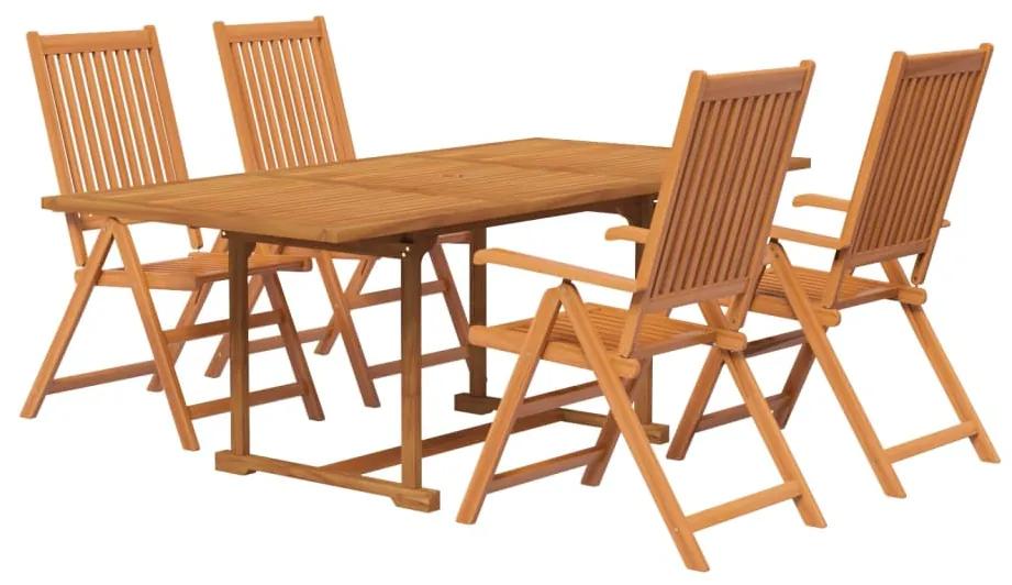 Set mobili da pranzo da giardino 5 pz legno massello di acacia