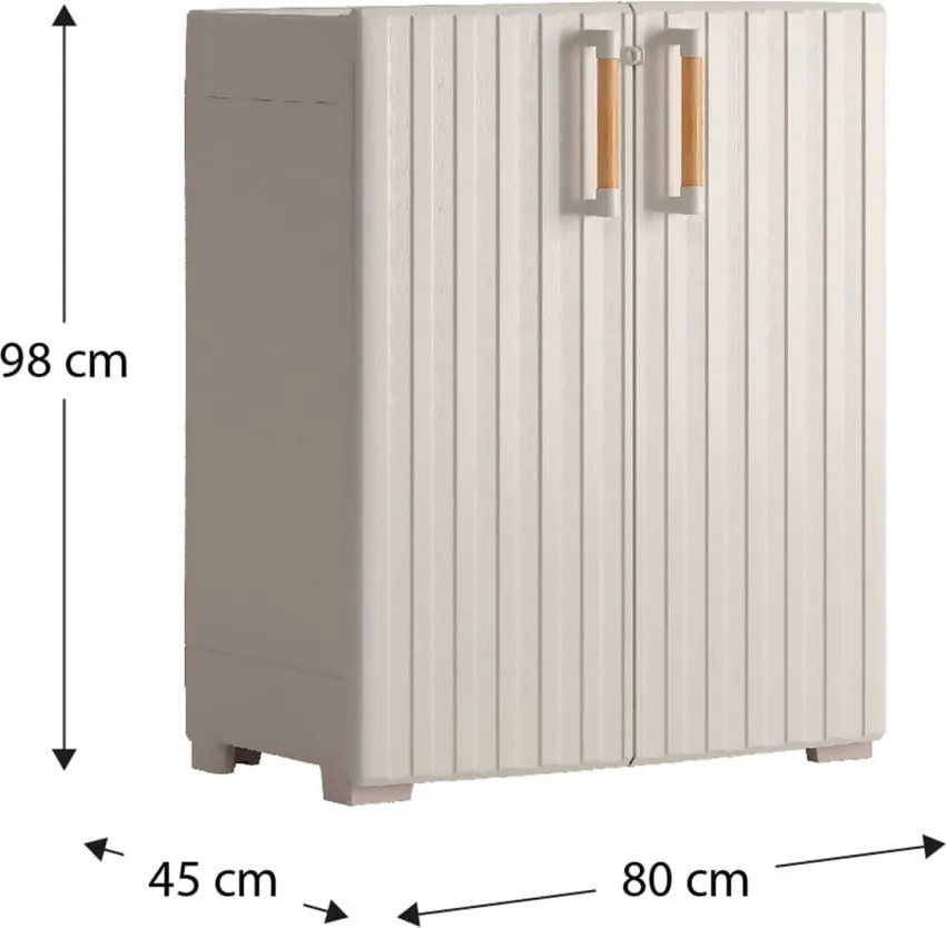 Armadio da Esterno 1 Ripiano 80x45x98H cm in Plastica Keter Groove Basso Sabbia/Beige...