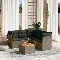 Set Divano da Giardino 6 pz con Cuscini Grigio in Polyrattancod mxl 89641