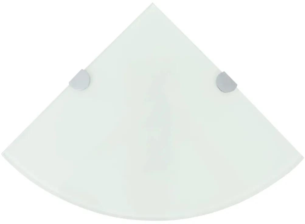 Scaffali angolari 2 pz supporti cromati e vetro bianco 25x25 cm