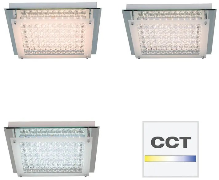 Plafoniera LED Diamond Ø 36 cm argento IP20 cct da bianco caldo a bianco freddo con regolazione di temperatura, 1800 lumen INSPIRE