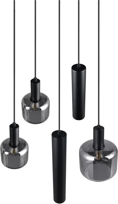 Lampadario nero con paralume in metallo e vetro ø 40 cm Mataro - Trio