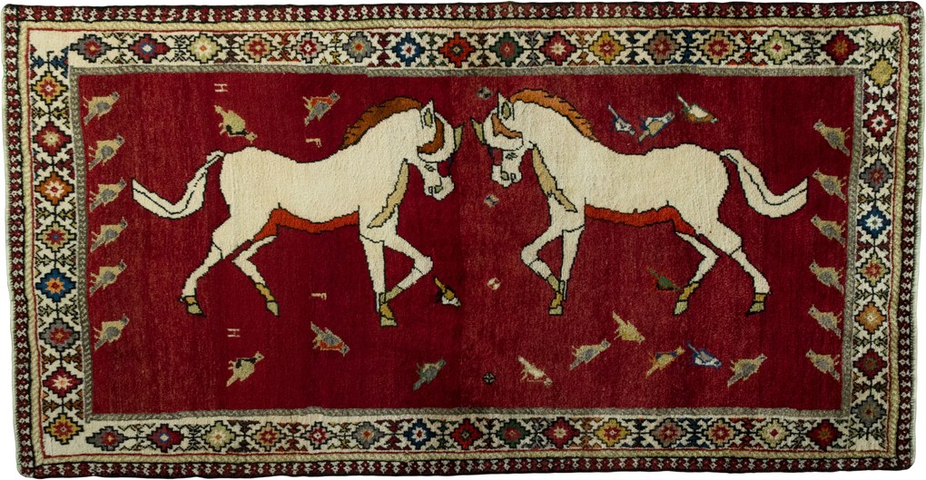Gabbeh Tappeto 110x200 Rosso (Iran) Annodato A Mano