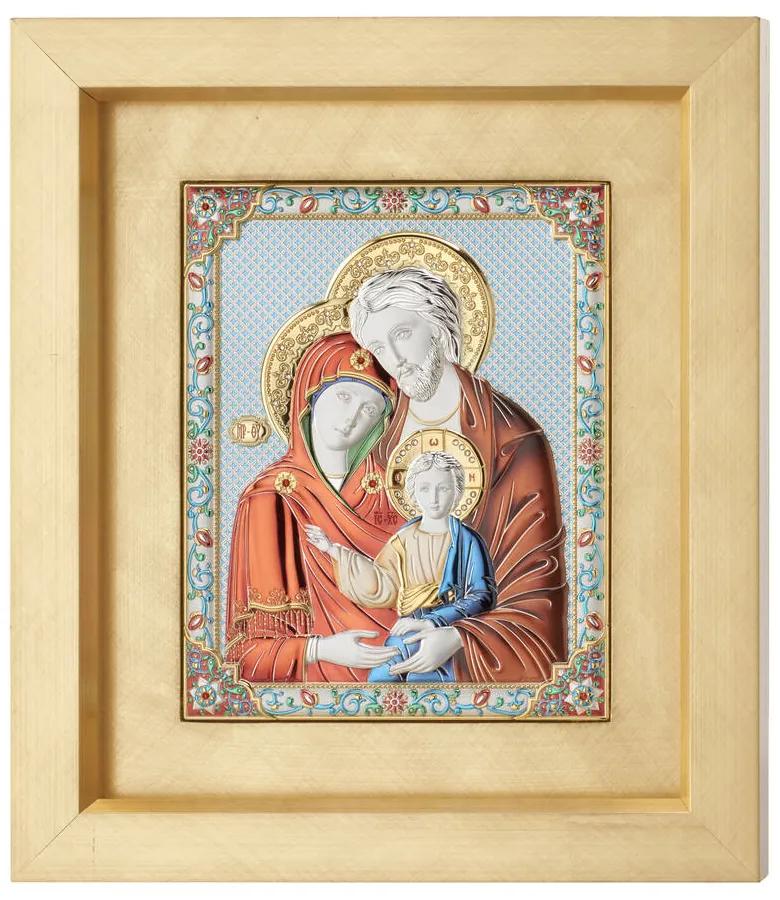 Quadro  "Sacra Famiglia" con smalti cm.25,3x31,8h (est. cm.45,2x51,7)