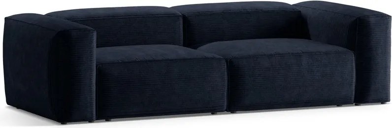 Divano blu scuro con rivestimento in velluto a coste 264 cm Bergamo – Cosmopolitan Design