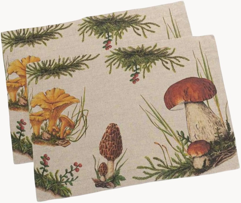 Set di 2 tovagliette in lino Forest Mushrooms