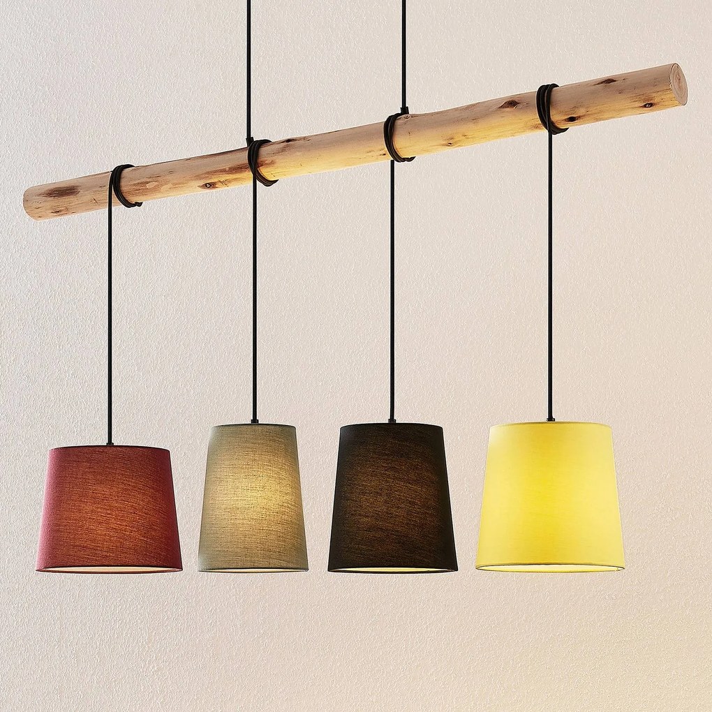 Lampada a sospensione Moskau Lindby, dimmerabile, Legno chiaro, Soggiorno / Sala da pranzo, Legno, Moderno, Lampada a sospensione