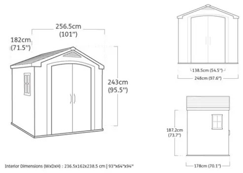 Casetta Da Giardino In Resina 256,5x182x243H Cm Factor 8x6 Beige Keter Con Mensole