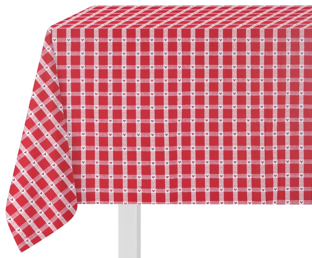 Tovaglia natalizia 140x240 cm Cuori rosso cotone