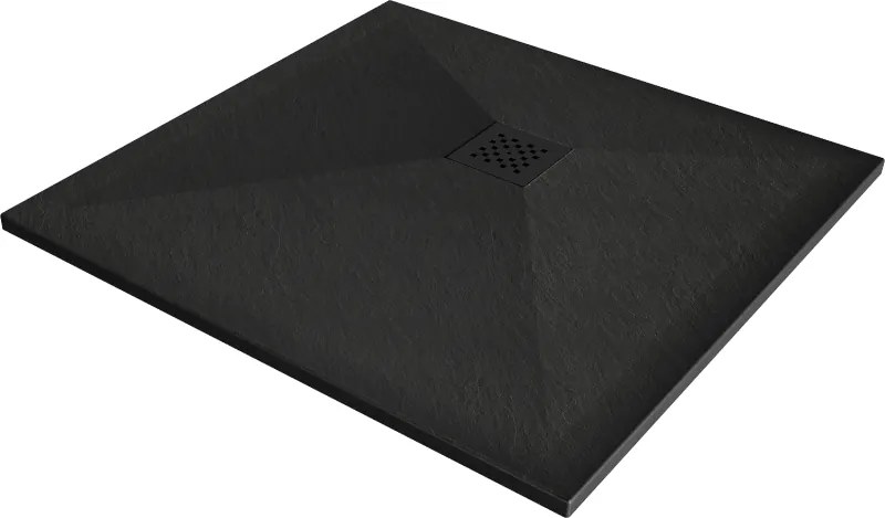 Mexen Stone+ piatto doccia quadrato in composito 80 x 80 cm, nero, copertura nera - 44708080-B