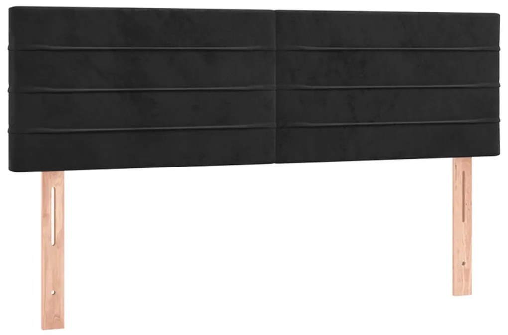 Testiera a led nera 144x5x78/88 cm in velluto