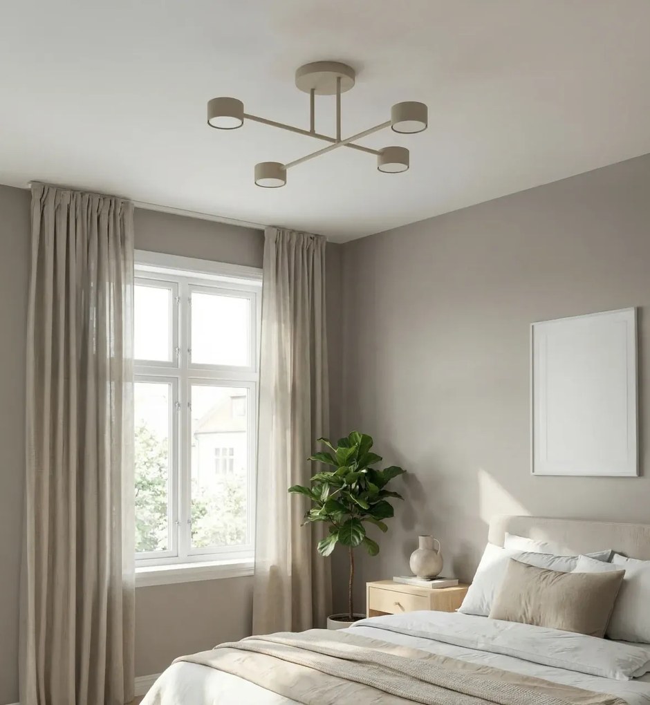 Plafoniera da soffitto HALO 4 in acciaio 4xGX53 - Mokka o Burgundy