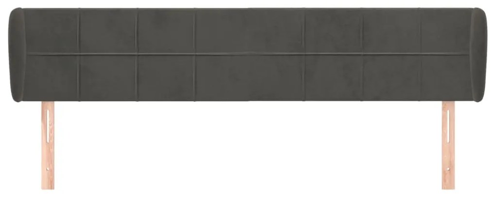 Testiera ad orecchio grigio scuro 183x23x78/88 cm in velluto