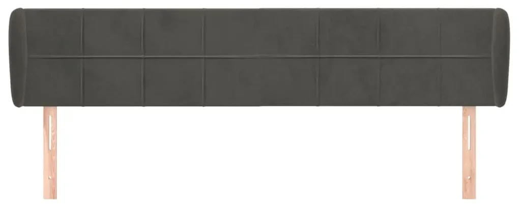 Testiera ad orecchio grigio scuro 183x23x78/88 cm in velluto
