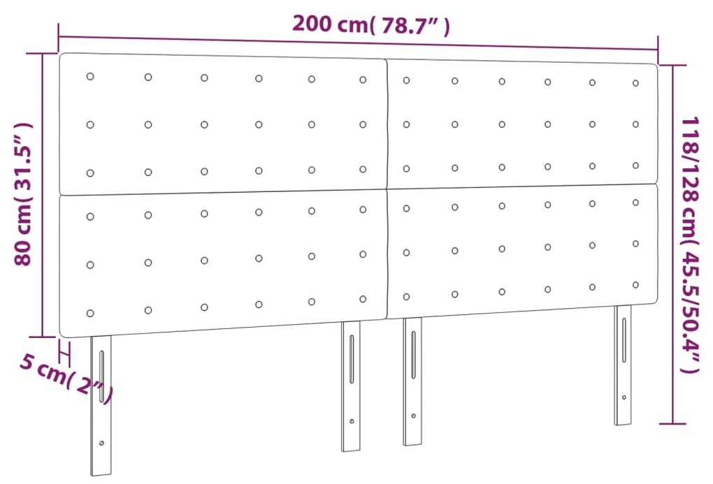 Testiere 4 pz Nere 100x5x78/88 cm in Similpelle