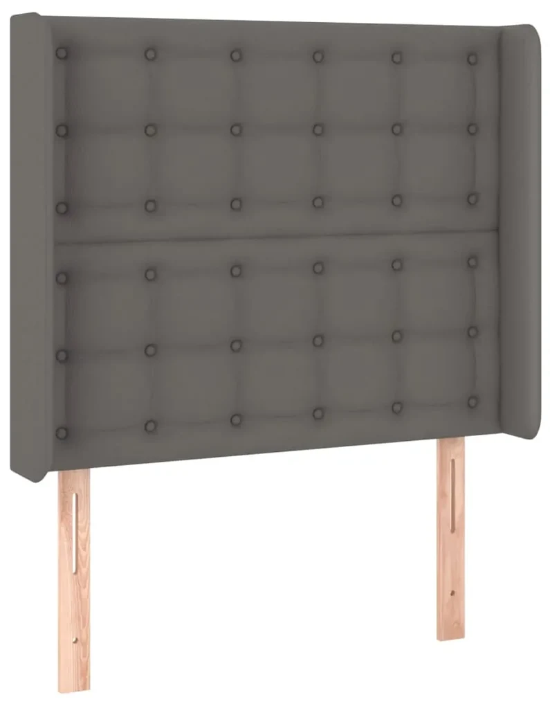 Testiera ad orecchio grigio 93x16x118/128 cm in similpelle