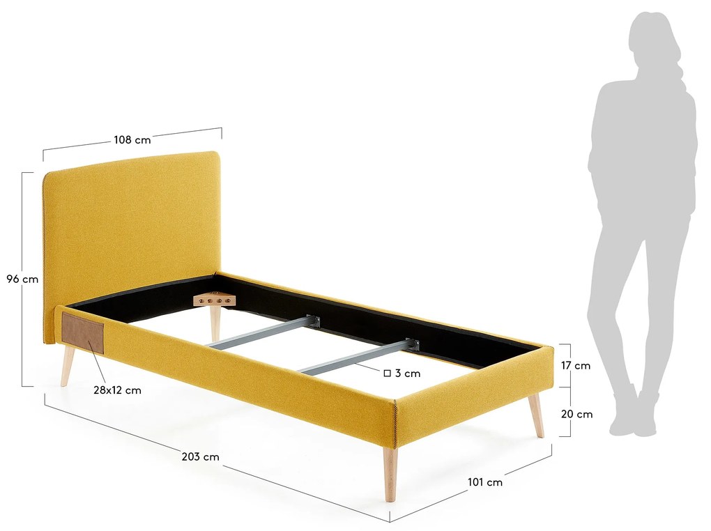 Kave Home - Fodera per letto Dyla senape per materasso da 90 x 190 cm
