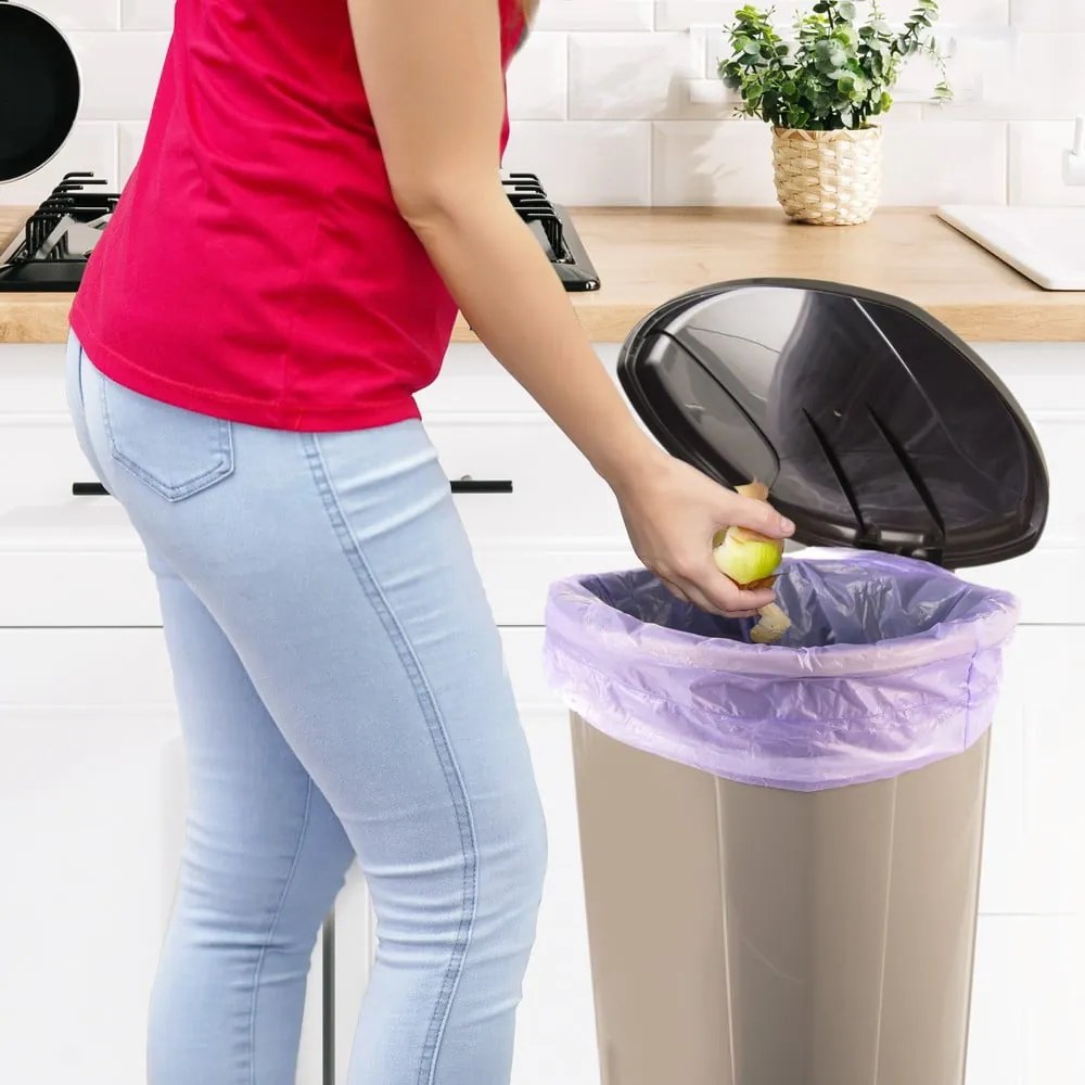 Cestino per la spazzatura marrone in plastica con pedale 30 l – Orion