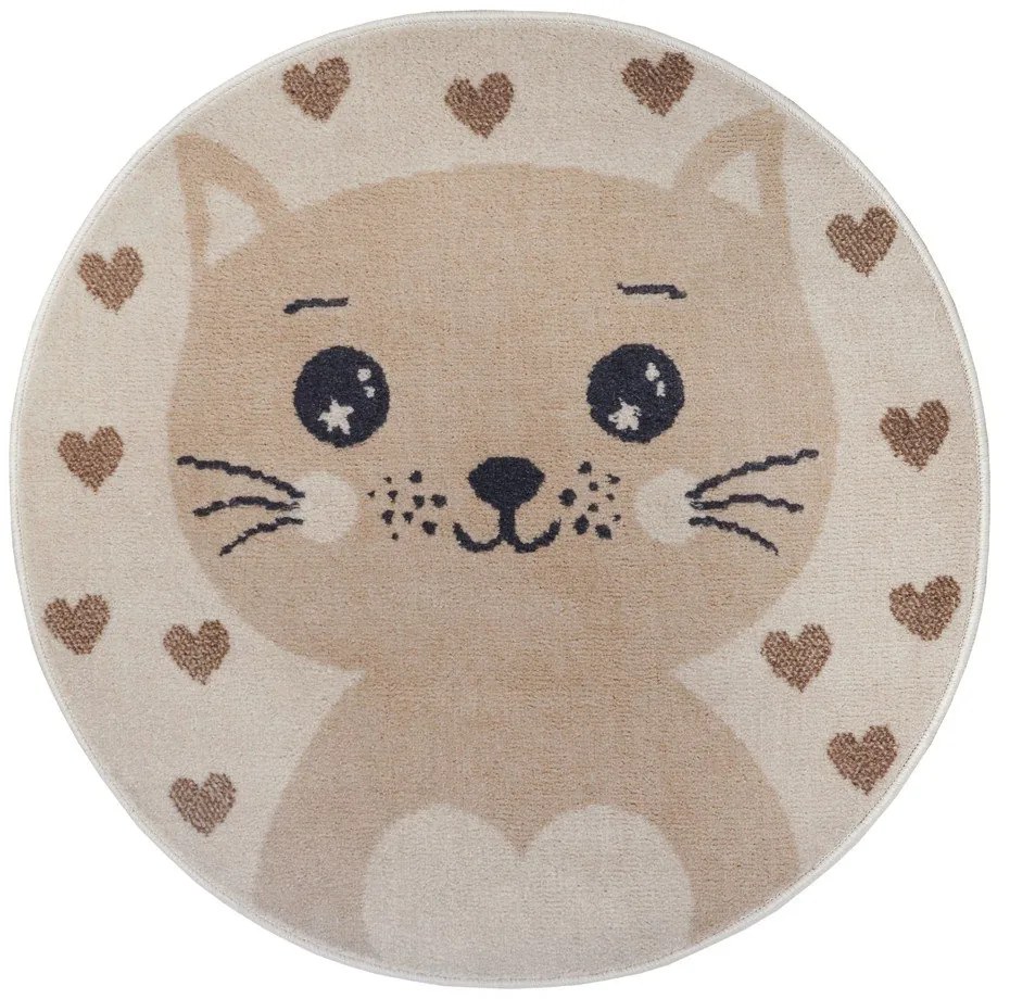 Tappeto beige per bambini ø 100 cm Cat - Hanse Home