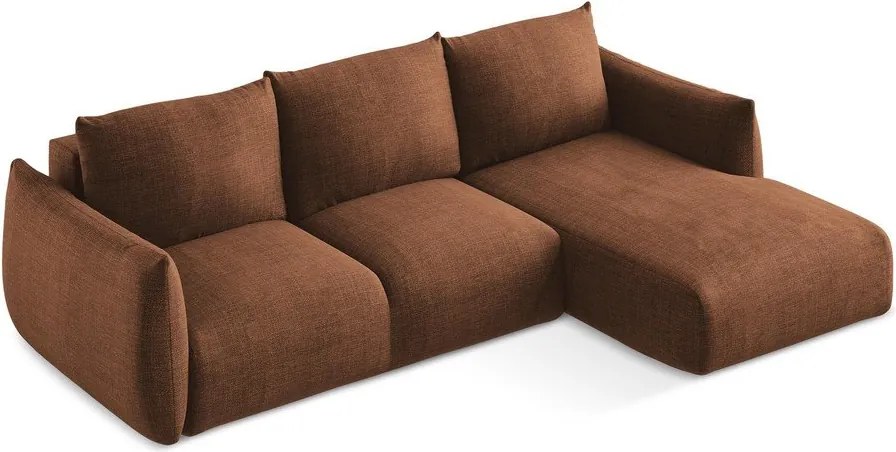 Divano angolare color terracotta allungabile (con penisola a destra/con chaise lounge) Leila – Makamii