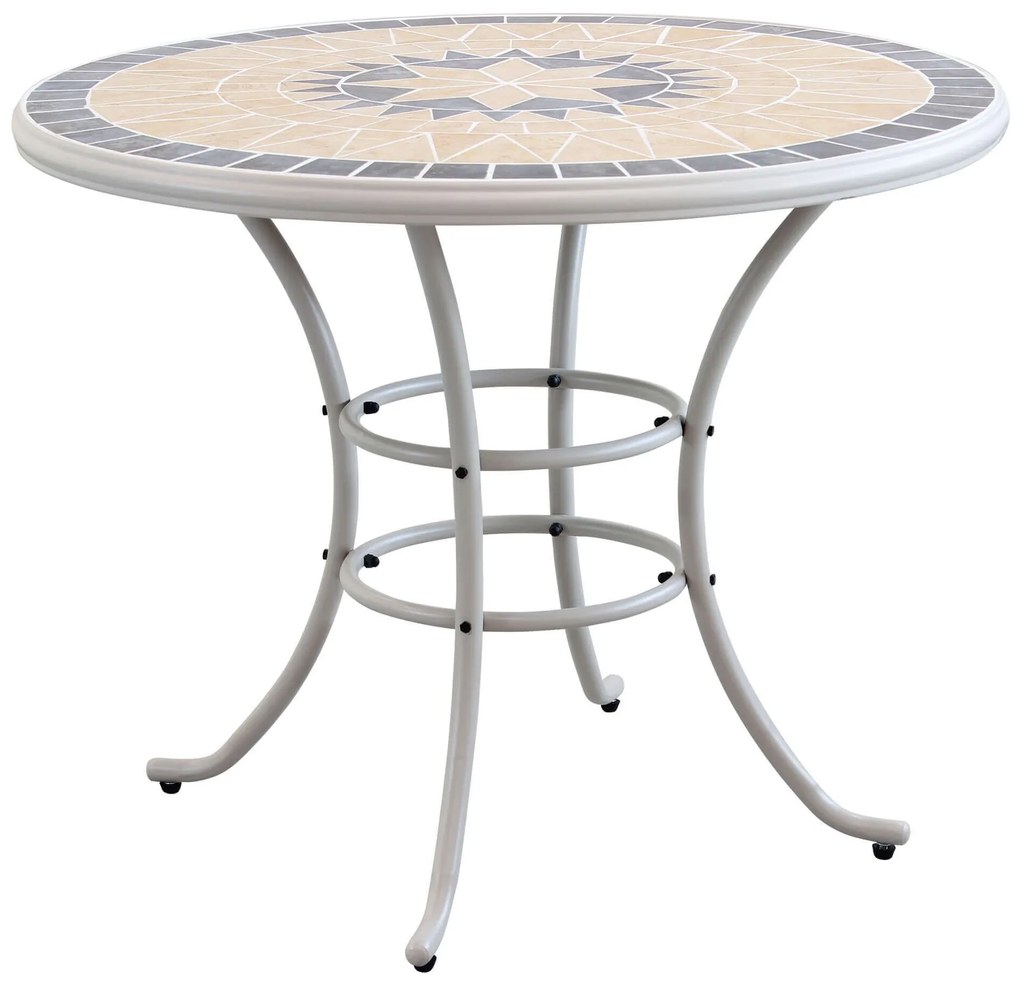 VENTUS - set tavolo in ferro Ø 90 x 74 h con 4 sedie Ventus