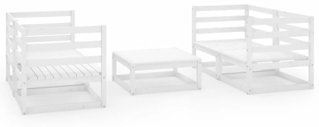 Set Divani da Giardino 5 pz Bianco in Legno Massello di Pino