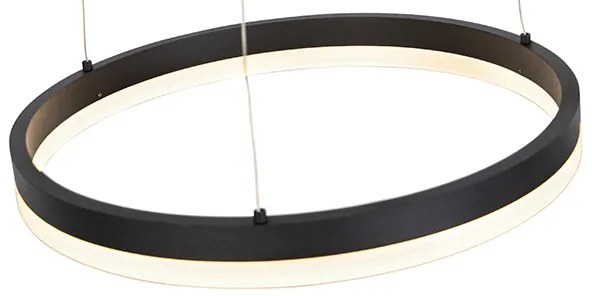 Lampada a sospensione di design nera 40 cm incl. LED dimmerabile a 3 step - Anello