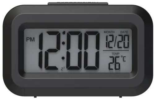 Winner Group - Orologio a sveglia con display LCD e termometro 2xAAA nero