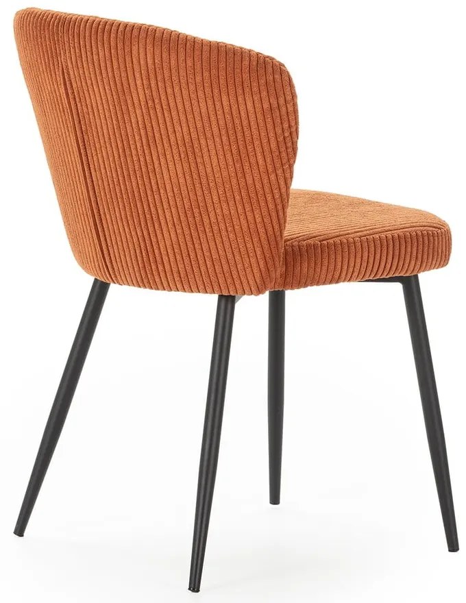 Set di 4 sedie da pranzo in velluto a coste arancione Megan - Marckeric