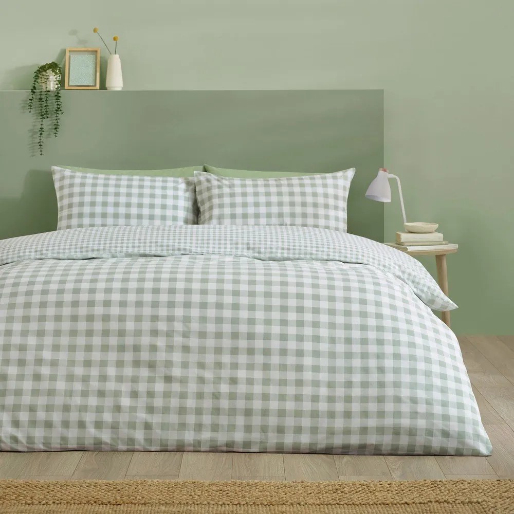 Set copripiumino e federa verde per letto singolo 135x200 cm Bamford Gingham Check – Catherine Lansfield