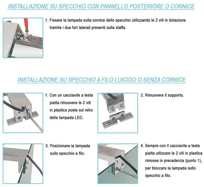 Lampada LED per specchio 75 cm luce naturale e doppia installazione