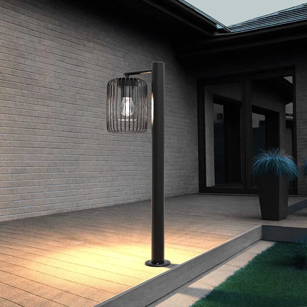 Paletto da Giardino Nero a Lanterna 80cm Base E27 IP54 - Serie NEXUS Colore Nero