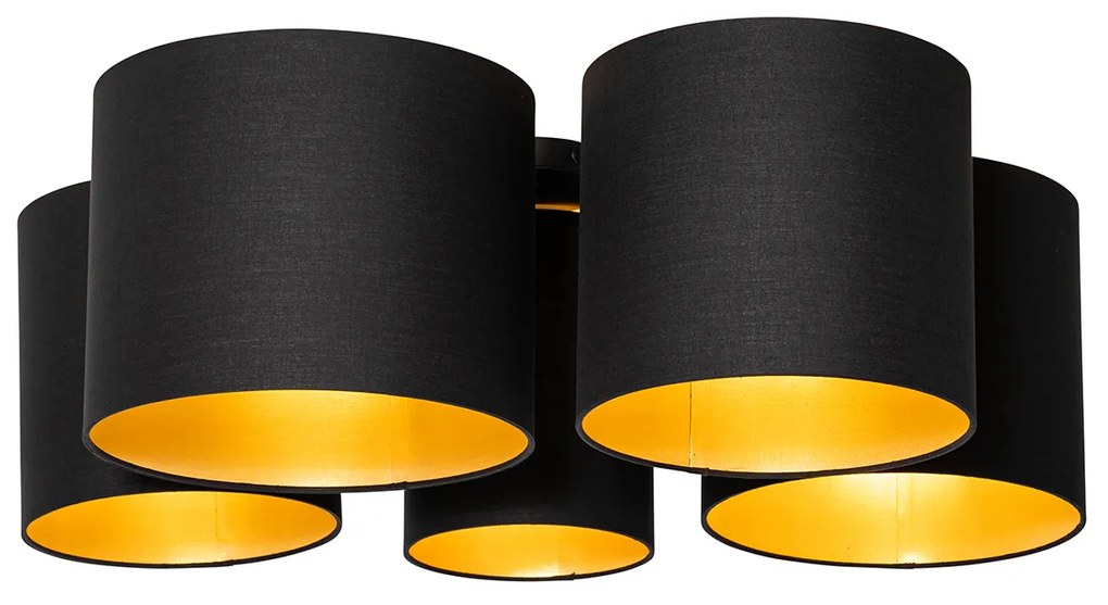 Plafoniera nera con interno dorato 5 luci - Multidrum