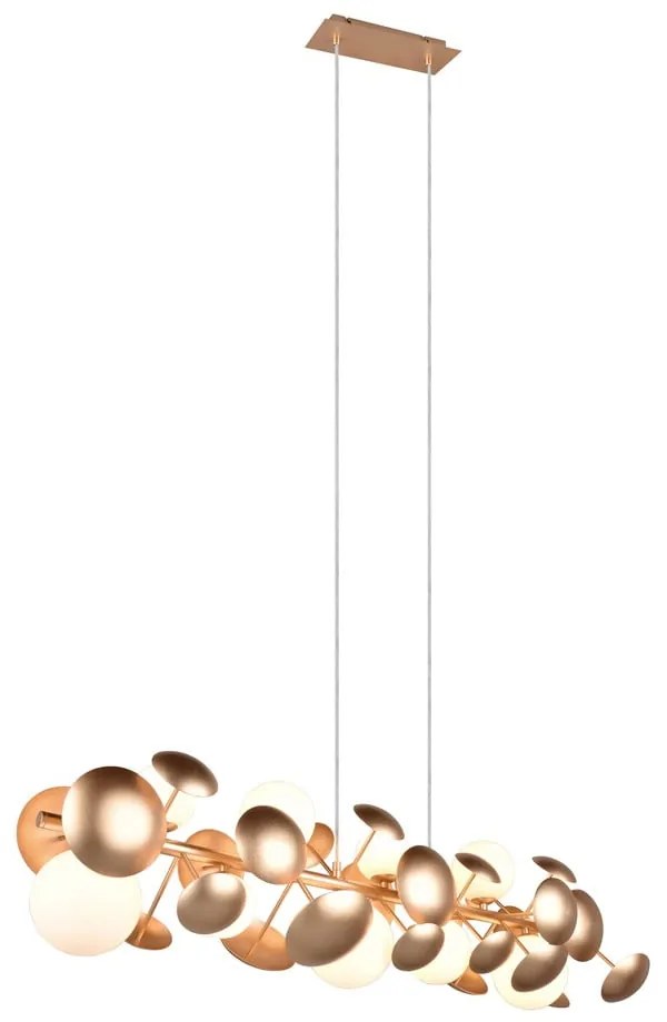 Lampada a sospensione con paralume in vetro bianco-dorato Bubble - Trio Select