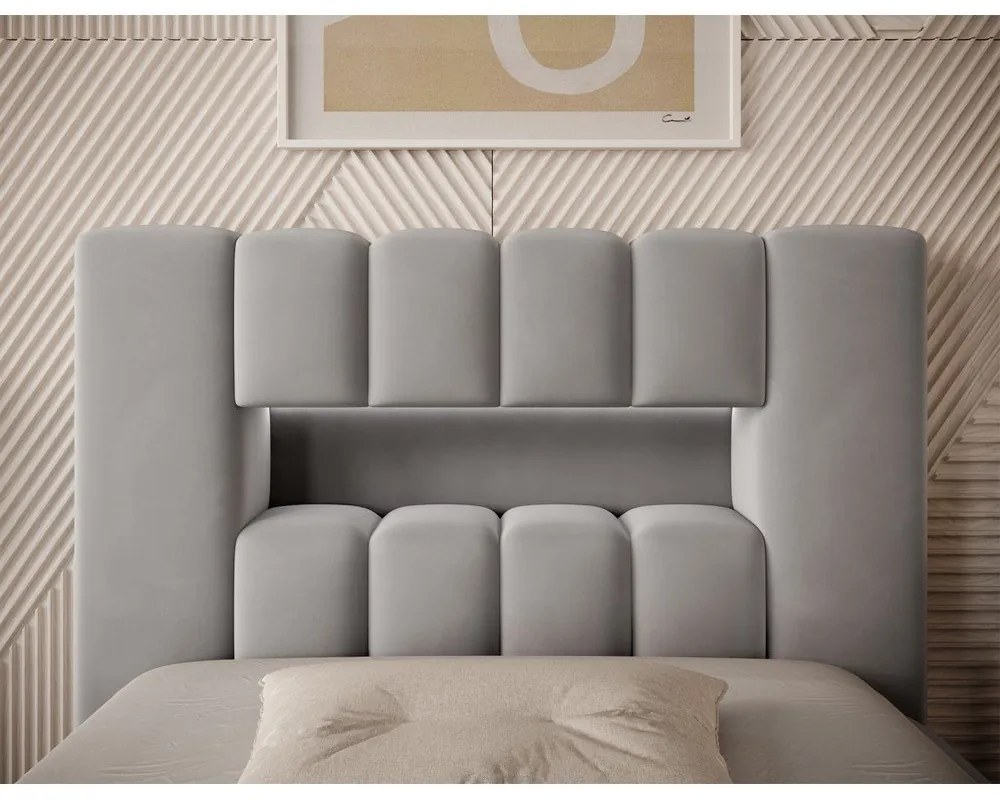 Letto singolo imbottito grigio con contenitore con rete inclusa 90x200 cm Lamica – ELTAP