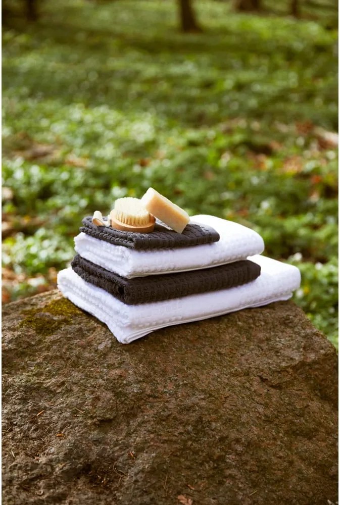 Asciugamano tipo terry bianco in cotone organico 30x30 cm Check – JUNA