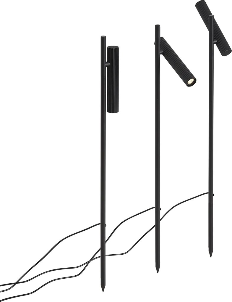 Set di 3 faretti a picchetto neri con LED IP44 - Garly Ribble