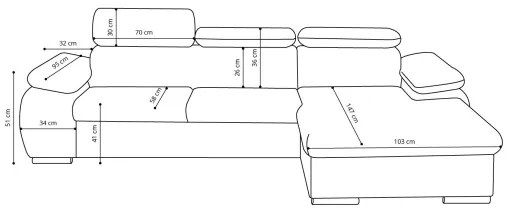 Divano angolare letto a L con vano contenitore PADUA grigio angolo destro
